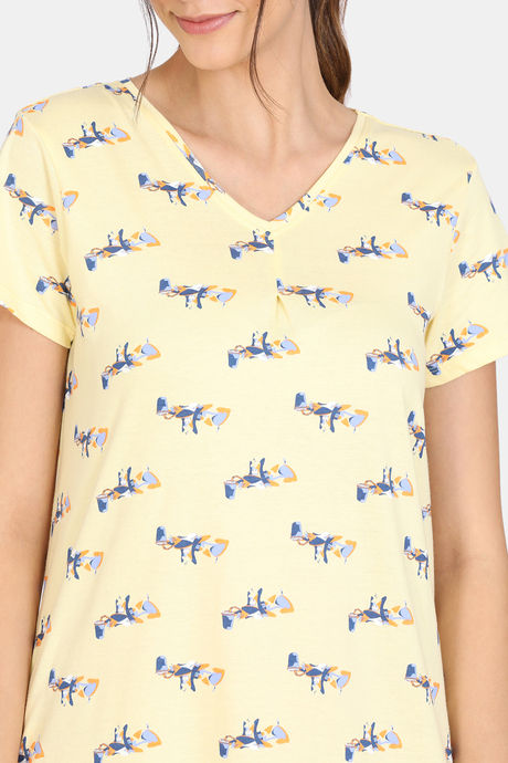 Zivame My Besties Knit Cotton Knee Length Nightdress - Pastel Yellow — image 5